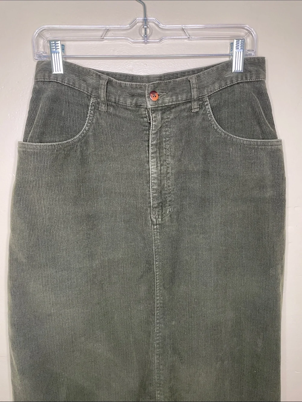 EDDIE BAUER VTG Green Corduroy Earthy Gorpcore Grunge Modest Women’s Skirt 10